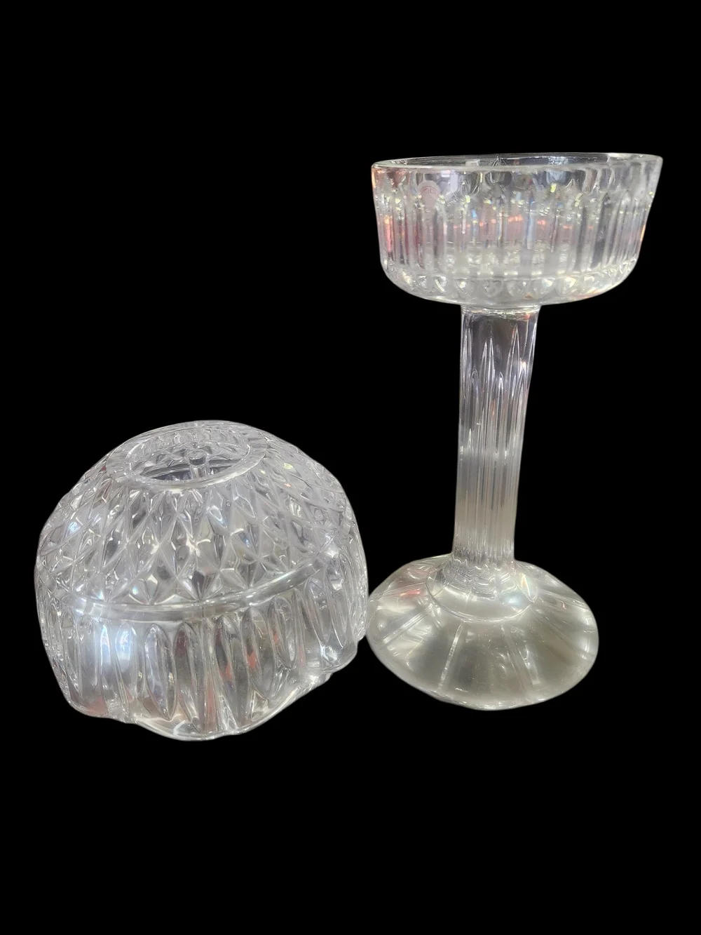 Cut Crystal Fairy Lamp on Stem - Clear Glass